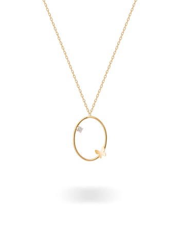 گردنبند طلا باترفلای بیضی