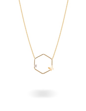 گردنبند طلا باترفلای شش ضلعی