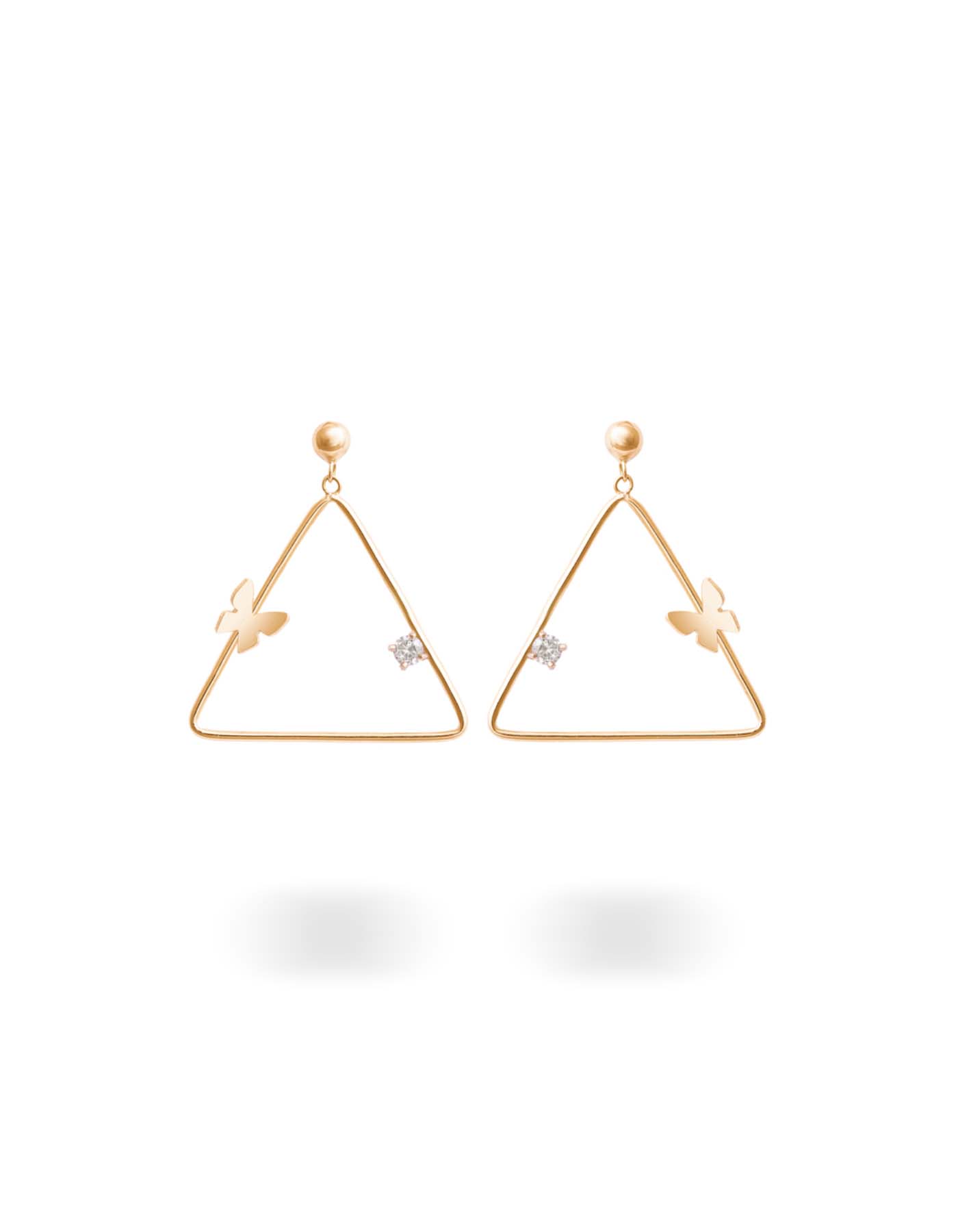 تصویر گوشواره باترفلای مثلث از کالکشن گوشواره گالری طلا ارل 
